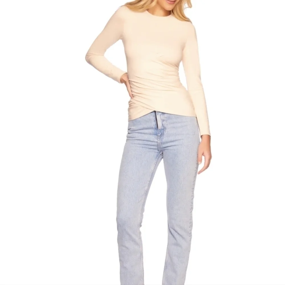 Susana Monaco faux wrap long sleeve top off-white size small NWT